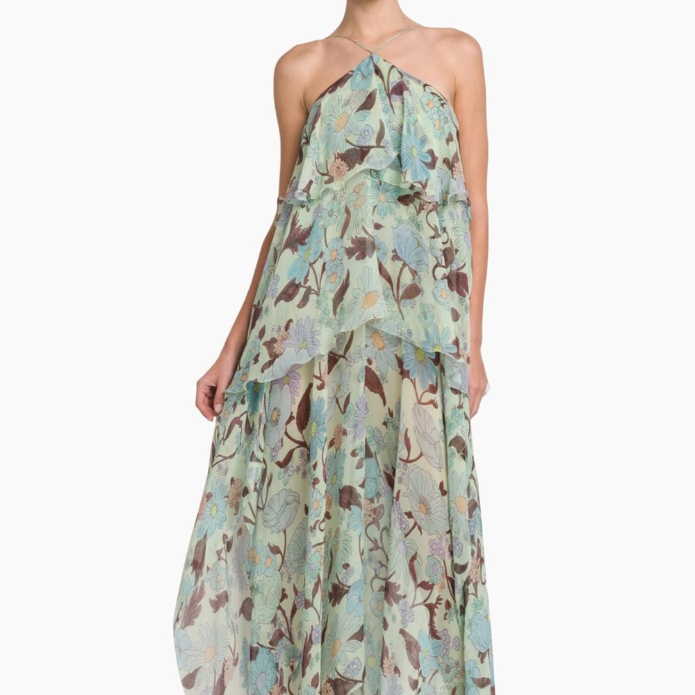 ISO! Stella McCartney Asymmetric Floral Halter Maxi Dress